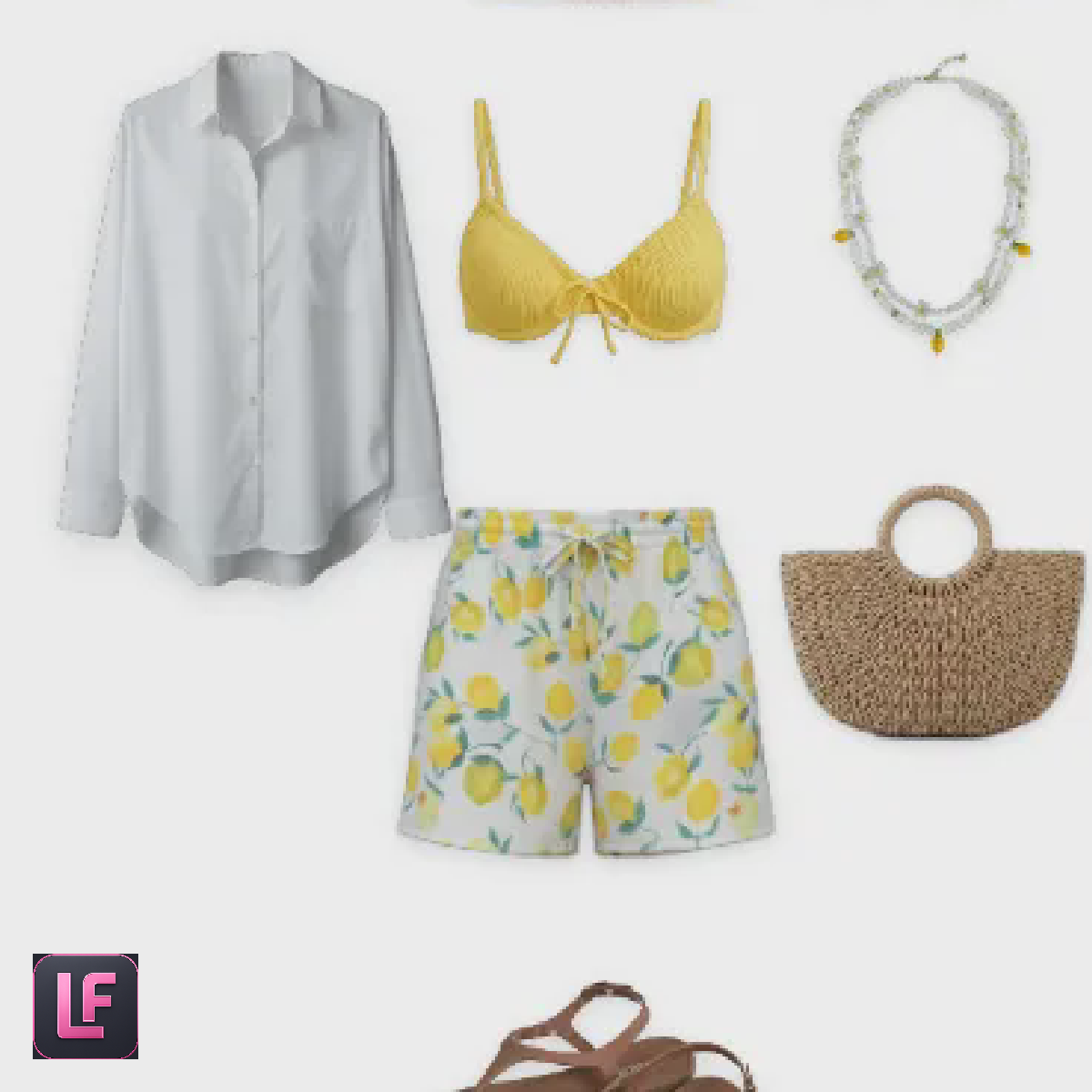 Пляжный образ с белой рубашкой. - Lookformer