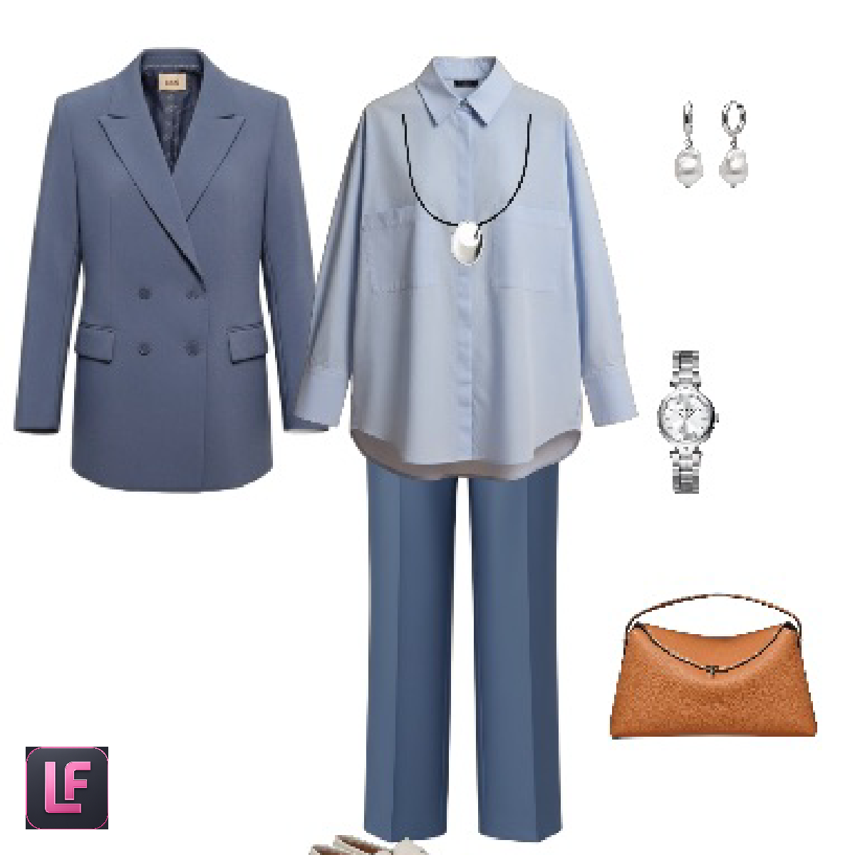 Голубая рубашка в офис - Lookformer
